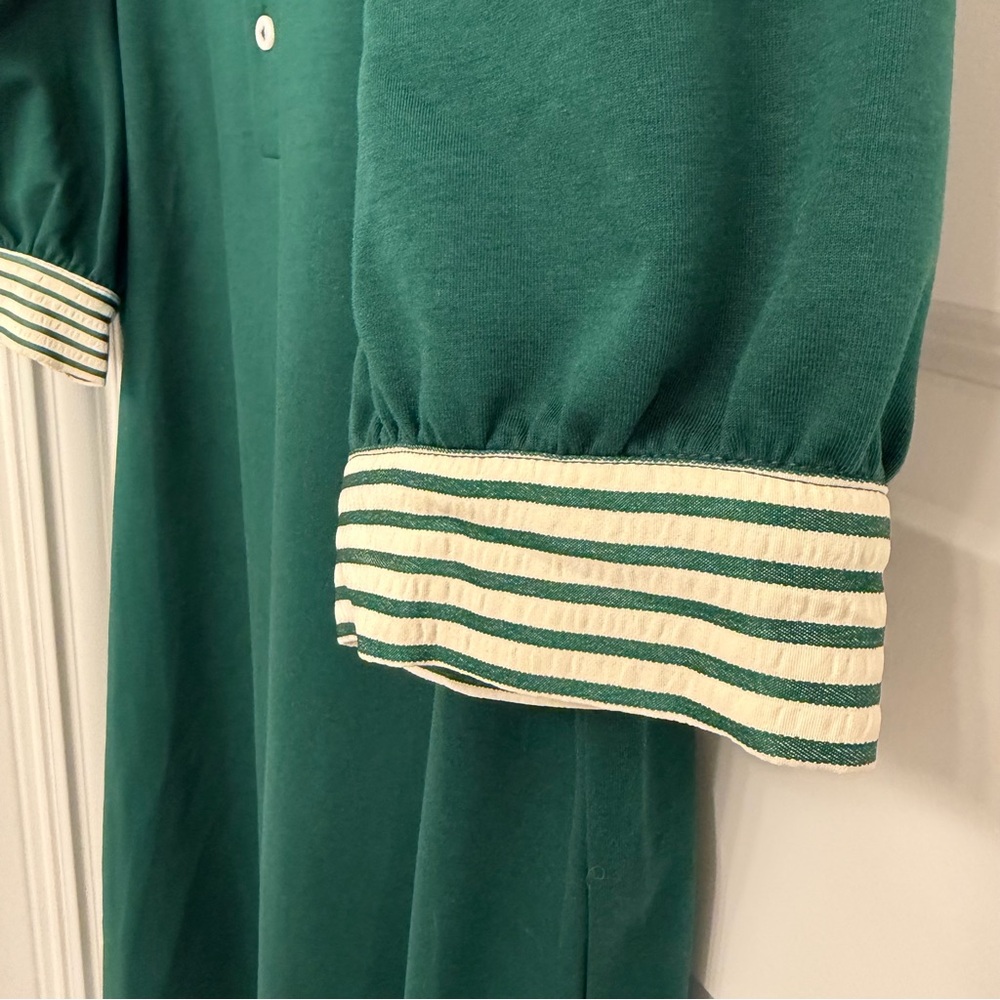 Entro Forest Green Mini Dress with Striped Collar - Picture 5 of 7